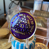 11 Year Purple AA Medallion Transition Crystal Sobriety Chip
