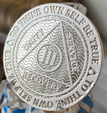 3 Year .999 Fine Silver Mirror Finish AA Medallion Recoverychip Reflex Sobriety Chip