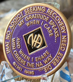 2 Year NA Medallion Purple White Official Narcotics Anonymous Clean Time Sobriety Chip