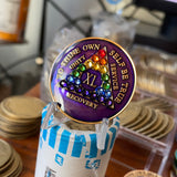 40 Year AA Medallion Purple Rainbow Crystal Sobriety Chip