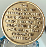 Sacred Heart Cross Flame Serenity Prayer Medallion Chip Coin - RecoveryChip
