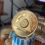 30 Year AA Medallion 24k Gold Plated Sobriety Chip