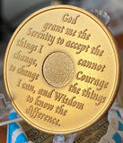 15 Year AA Medallion Green Gold Plated Sobriety Chip