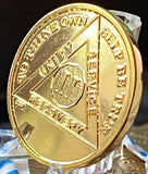 2 Year AA Medallion Gold Plated Sobriety Chip