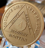 3 Month AA Medallion 1.5" Large Challenge Coin Premium Bronze Sobriety Chip