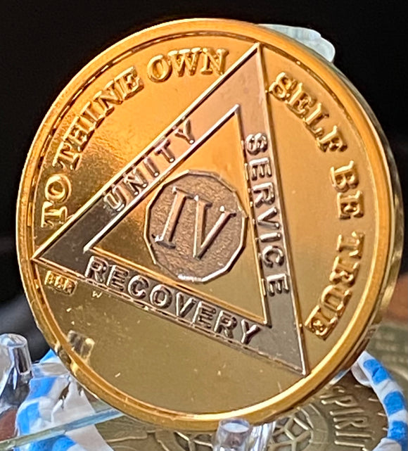 4 Year AA Medallion Bi-Plate Gold and Nickel Plated Sobriety Chip