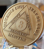 2 Month AA Medallion 1.5" Large Challenge Coin Premium Bronze Sobriety Chip
