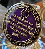 12 Year AA Founders Medallion Purple Tri-Plate Sobriety Chip