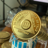 30 Year AA Medallion 24k Gold Plated Sobriety Chip