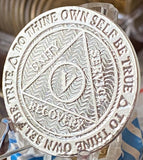 5 Year .999 Fine Silver Mirror Finish AA Medallion Recoverychip Reflex Sobriety Chip