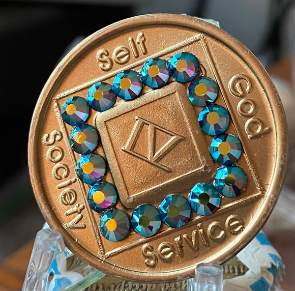 4 Year NA Medallion Amethyst Crystal Sobriety Chip