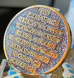 1 Year AA Medallion Reflex Funfetti Birthday Glitter Sobriety Chip