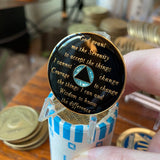 18 Year AA Medallion Aqua Glitter Tri-Plate Sobriety Chip
