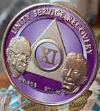 9 Year AA Founders Medallion Purple Nickel Plated Sobriety Chip