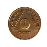 Bulk Pack 1 Year Bronze AA Medallion Sobriety Chips - RecoveryChip