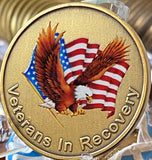 Veterans In Recovery Eagle American Flag Medallion Serenity Prayer Chip…